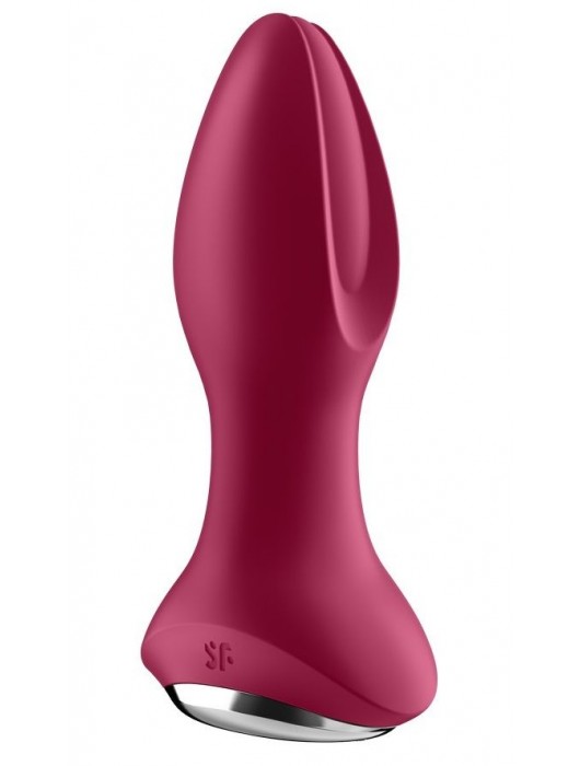 Малиновая вибропробка с вращением бусин Rotator Plug 2+ - 12,8 см. - Satisfyer