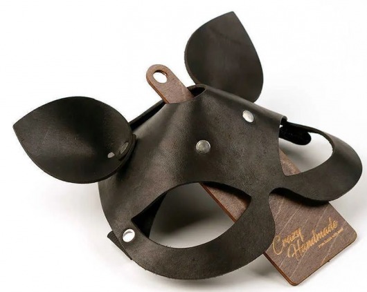 Черная кожаная маска  Кошка  с маленькими ушками - Crazy Handmade - купить с доставкой в Нижнем Тагиле