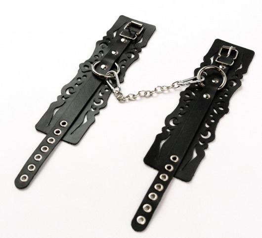 Узорчатые кожаные оковы с регулируемыми ремешками - Crazy Handmade - купить с доставкой в Нижнем Тагиле