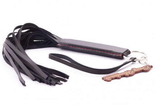 Черная кожаная плеть с удобной ручкой - 50 см. - Crazy Handmade - купить с доставкой в Нижнем Тагиле