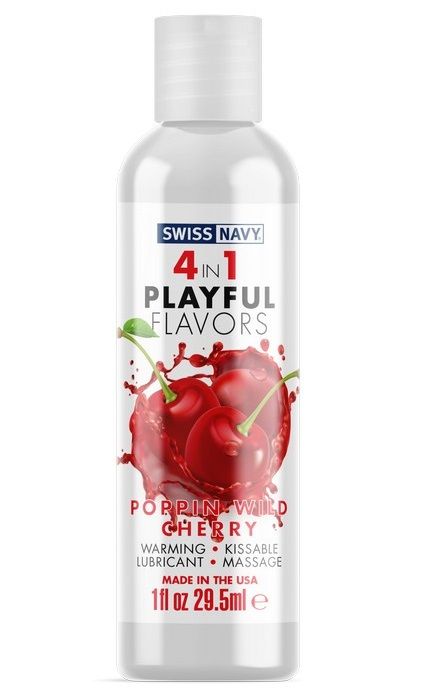 Массажный гель 4-в-1 Poppin Wild Cherry с ароматом вишни - 29,5 мл. - Swiss navy - купить с доставкой в Нижнем Тагиле