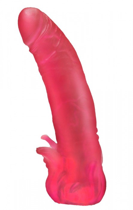Розовая насадка для страпона с клиторальными лепестками - 18,5 см. - LOVETOY (А-Полимер) - купить с доставкой в Нижнем Тагиле