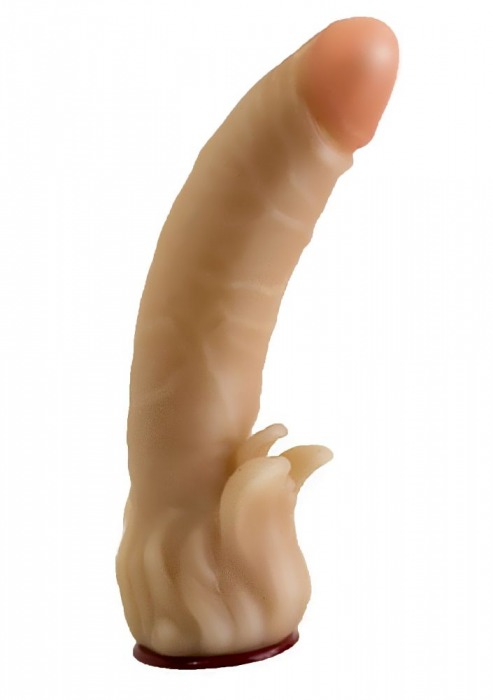 Телесная гелевая насадка-фаллос с клиторальными лепестками - 18,5 см. - LOVETOY (А-Полимер) - купить с доставкой в Нижнем Тагиле
