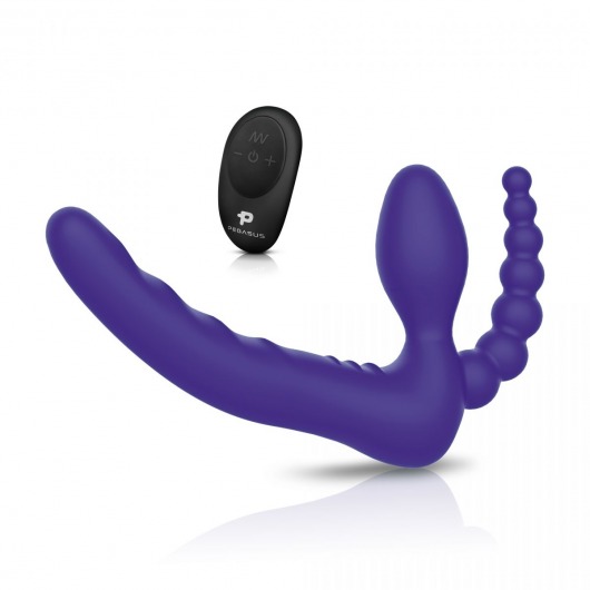 Фиолетовый безремневой страпон с пультом ДУ 7’’ Remote Control Strapless - 24 см. - Pegasus - купить с доставкой в Нижнем Тагиле
