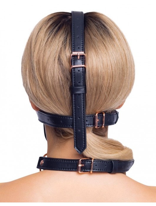 Черный намордник с кляпом-шаром Head Harness With A Gag - Orion - купить с доставкой в Нижнем Тагиле