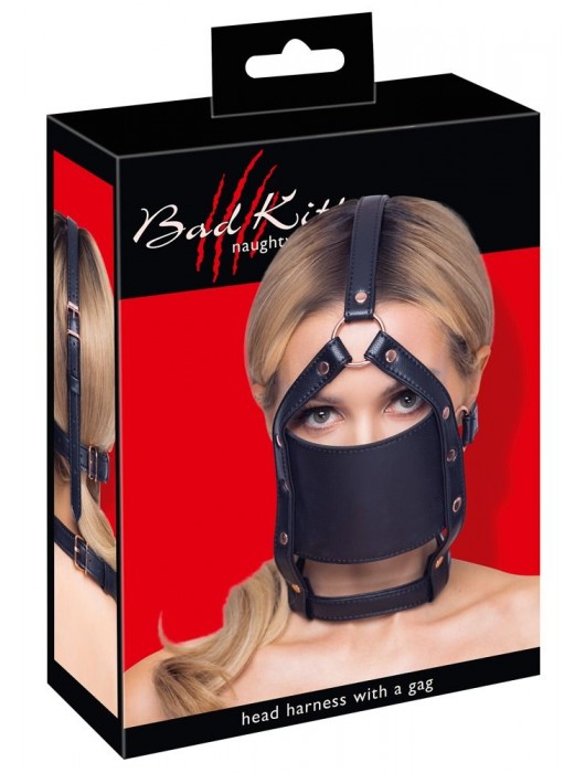 Черный намордник с кляпом-шаром Head Harness With A Gag - Orion - купить с доставкой в Нижнем Тагиле