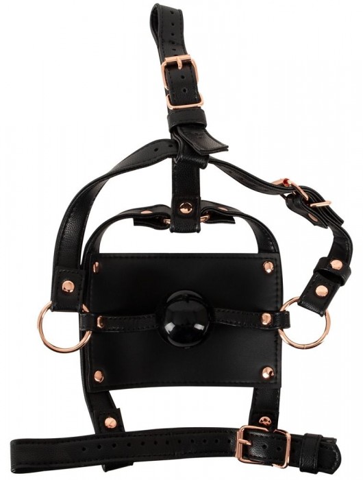 Черный намордник с кляпом-шаром Head Harness With A Gag - Orion - купить с доставкой в Нижнем Тагиле