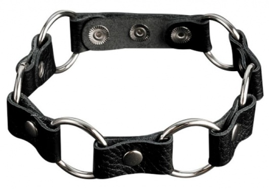 Кожаный черный ошейник с кольцами - Sitabella - купить с доставкой в Нижнем Тагиле