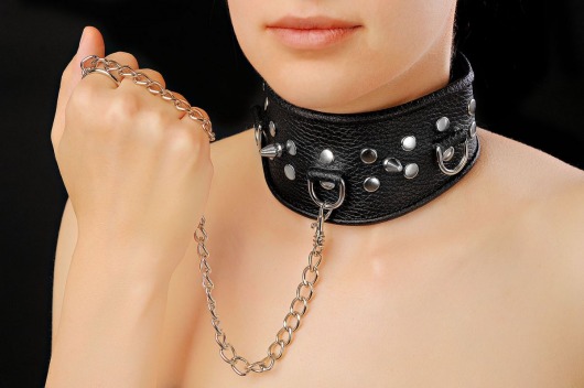 Чёрный ошейник из кожи - Sitabella - купить с доставкой в Нижнем Тагиле