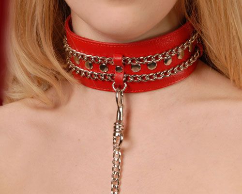 Красный ошейник с цепочками - Sitabella - купить с доставкой в Нижнем Тагиле