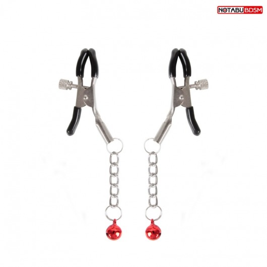 Серебристые зажимы на соски с шариками на цепочках - Notabu - купить с доставкой в Нижнем Тагиле