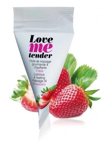 Съедобное согревающее массажное масло Love Me Tender Strawberry с ароматом клубники - 10 мл. - Love to Love - купить с доставкой в Нижнем Тагиле