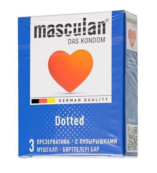 Презервативы с пупырышками Masculan Dotted - 3 шт. - Masculan - купить с доставкой в Нижнем Тагиле