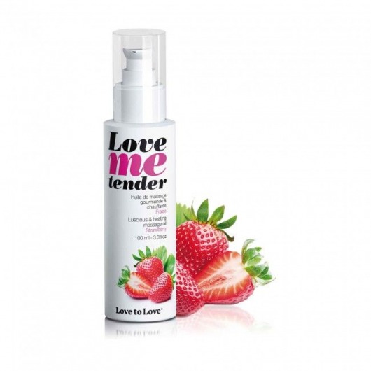 Съедобное согревающее массажное масло Love Me Tender Strawberry с ароматом клубники - 100 мл. - Love to Love - купить с доставкой в Нижнем Тагиле