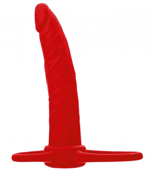 Красная насадка на пенис для двойного проникновения Black Red - 16,5 см. - ToyFa - купить с доставкой в Нижнем Тагиле