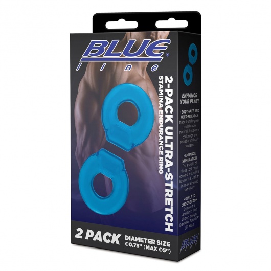 Комплект из двух колец для пениса 2-Pack Ultra-Stretch Stamina Endurance Ring - BlueLine - в Нижнем Тагиле купить с доставкой