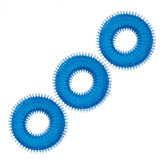 Комплект из трех голубых колец для эрекции 3-Pack Ultra-Stim Stretch Cock Rings - BlueLine - в Нижнем Тагиле купить с доставкой