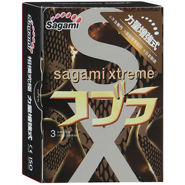 Суженные к основанию презервативы Sagami Xtreme COBRA - 3 шт. - Sagami - купить с доставкой в Нижнем Тагиле