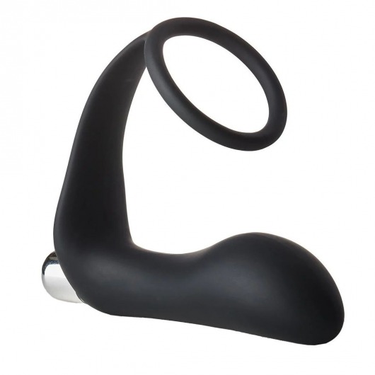 Черное эрекционное кольцо с вибропробкой Vibrating Anal Plug With Cockring - Dream Toys - в Нижнем Тагиле купить с доставкой