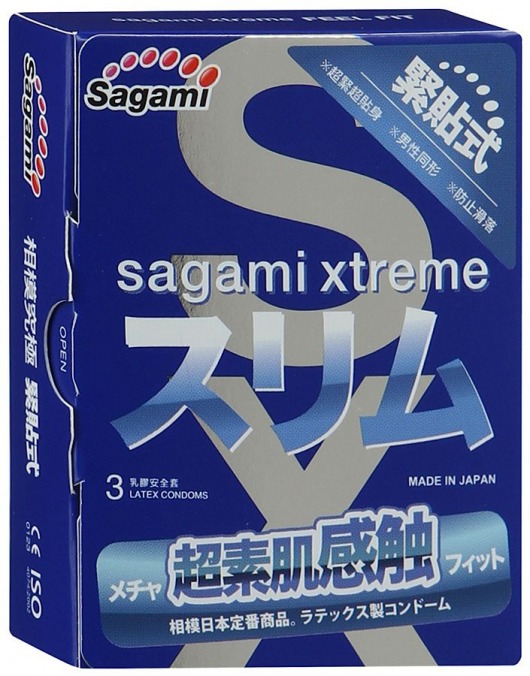 Розовые презервативы Sagami Xtreme FEEL FIT 3D - 3 шт. - Sagami - купить с доставкой в Нижнем Тагиле