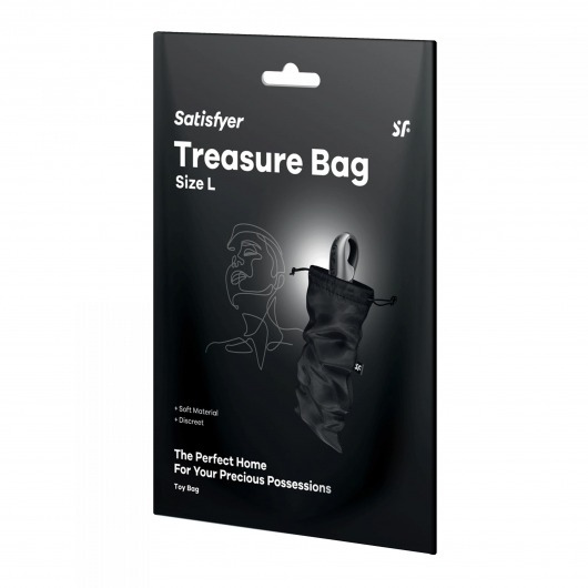 Черный мешочек для хранения игрушек Treasure Bag L - Satisfyer - купить с доставкой в Нижнем Тагиле