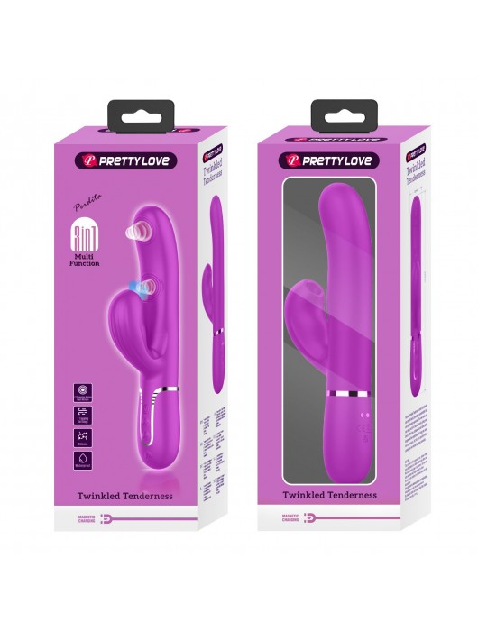 Лиловый вибратор-кролик с пульсацией Perdita - 22,8 см. - Baile