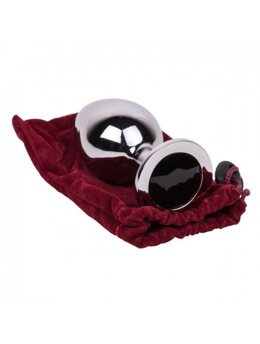 Большой стальной плаг с черным кристаллом Black Rave - 9,5 см. - Erotic Fantasy - купить с доставкой в Нижнем Тагиле