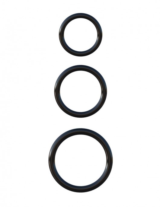 Набор из трех черных эрекционных колец Silicone 3-Ring Stamina Set - Pipedream - в Нижнем Тагиле купить с доставкой