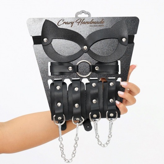 Соблазнительный кожаный набор БДСМ - Crazy Handmade - купить с доставкой в Нижнем Тагиле