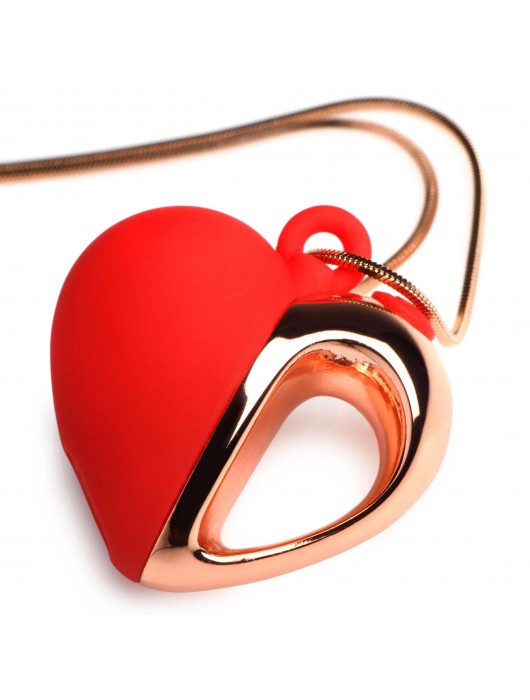 Красное ожерелье с подвеской-вибратором 10X Vibrating Silicone Heart Necklace - XR Brands