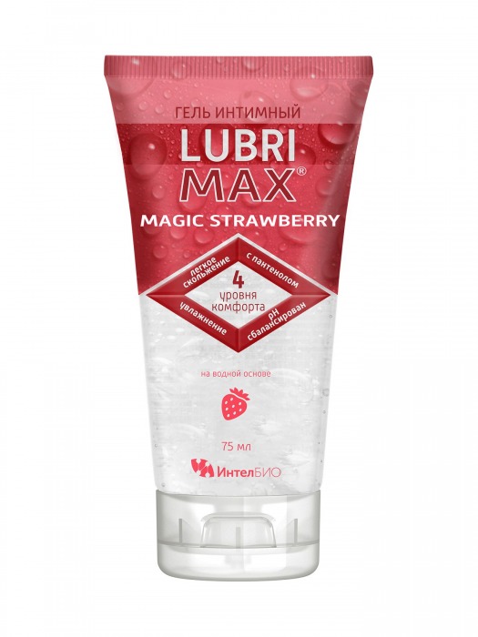 Интимный гель-смазка на водной основе Lubrimax Magic Strawberry - 75 мл. - ИнтелБИО - купить с доставкой в Нижнем Тагиле