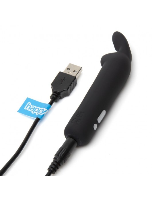Черная вибропуля с ушками Rechargeable Rabbit Ears Bullet Vibrator - Happy Rabbit