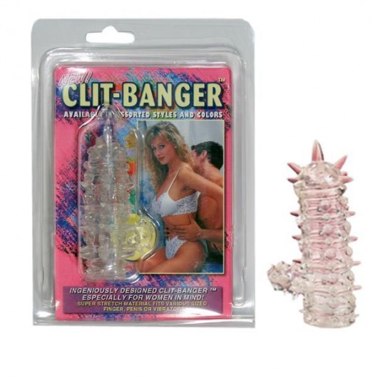 Прозрачная насадка с шипами и клиторальной шишечкой CLIT-BANGER SLEEVE IN CLEAR - Tonga - в Нижнем Тагиле купить с доставкой