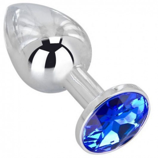 Анальное украшение BUTT PLUG  Small с синим кристаллом - 7 см. - Anal Jewelry Plug - купить с доставкой в Нижнем Тагиле