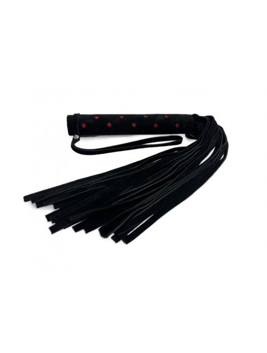 Черная замшевая плеть с красными точками на рукояти Red dot Princess - 43 см. - БДСМ Арсенал - купить с доставкой в Нижнем Тагиле