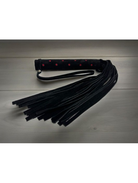 Черная замшевая плеть с красными точками на рукояти Red dot Princess - 43 см. - БДСМ Арсенал - купить с доставкой в Нижнем Тагиле