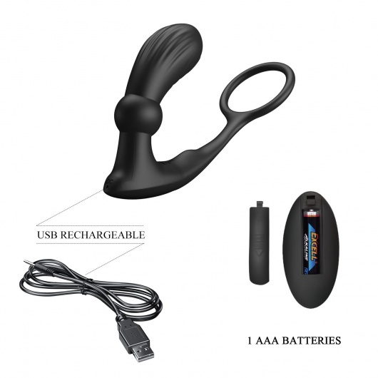 Черный вибростимулятор простаты Warren с эрекционным кольцом - Baile - в Нижнем Тагиле купить с доставкой