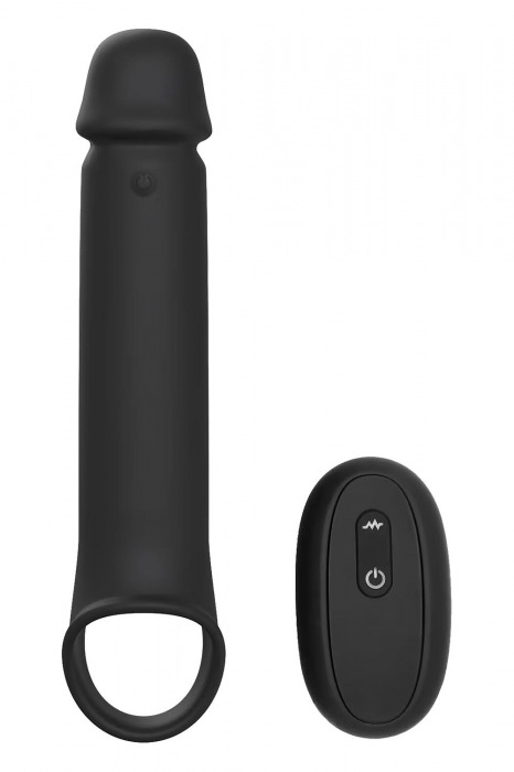 Черная насадка-удлинитель с вибрацией Vibrating Extender With Remote - Dream Toys - в Нижнем Тагиле купить с доставкой