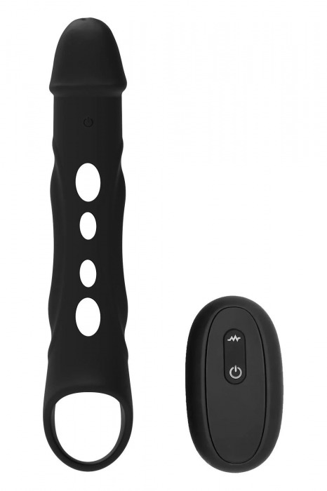 Черная насадка-удлинитель Vibrating Extender With Remote с вибрацией - Dream Toys - в Нижнем Тагиле купить с доставкой
