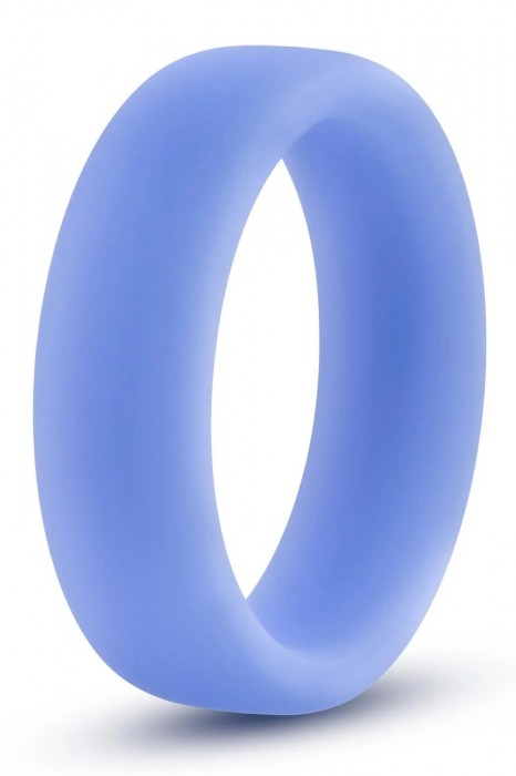 Голубое люминесцентное кольцо Silicone Glo Cock Ring - Blush Novelties - в Нижнем Тагиле купить с доставкой