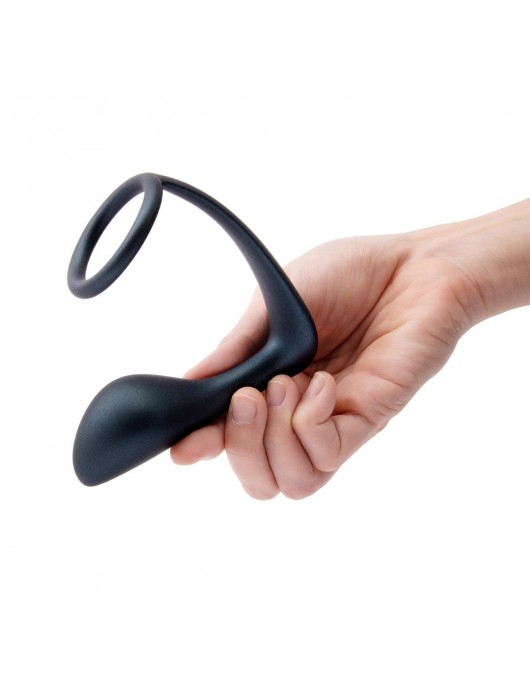 Черное эрекционное кольцо со стимулятором простаты Ringer Cock Ring   Plug - b-Vibe - в Нижнем Тагиле купить с доставкой