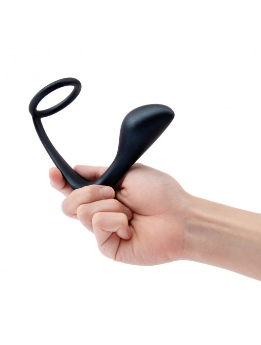 Черное эрекционное кольцо со стимулятором простаты Ringer Cock Ring   Plug - b-Vibe - в Нижнем Тагиле купить с доставкой