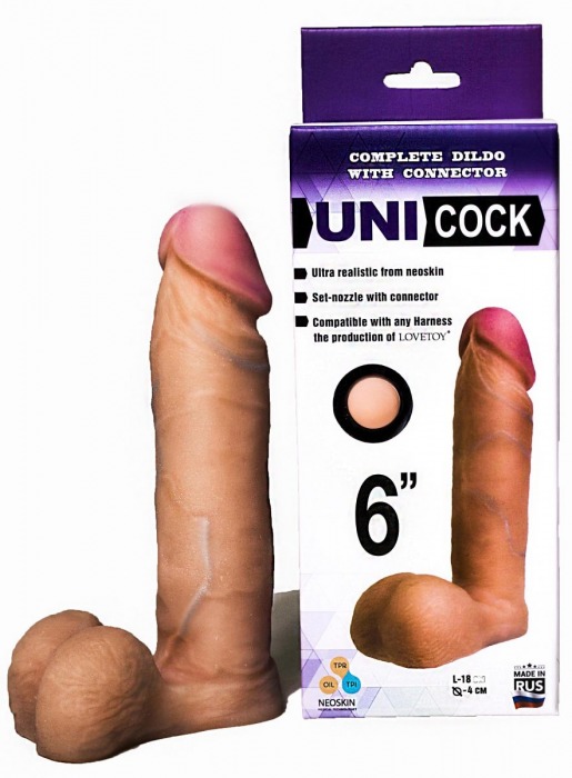 Насадка для страпона фаллической формы UNICOCK 6  - 18 см. - LOVETOY (А-Полимер) - купить с доставкой в Нижнем Тагиле