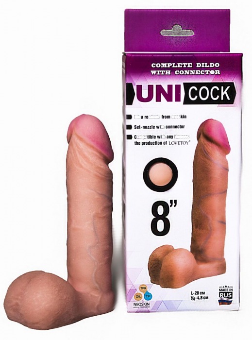 Фаллическая насадка для страпона UNICOCK 8  - 20 см. - LOVETOY (А-Полимер) - купить с доставкой в Нижнем Тагиле