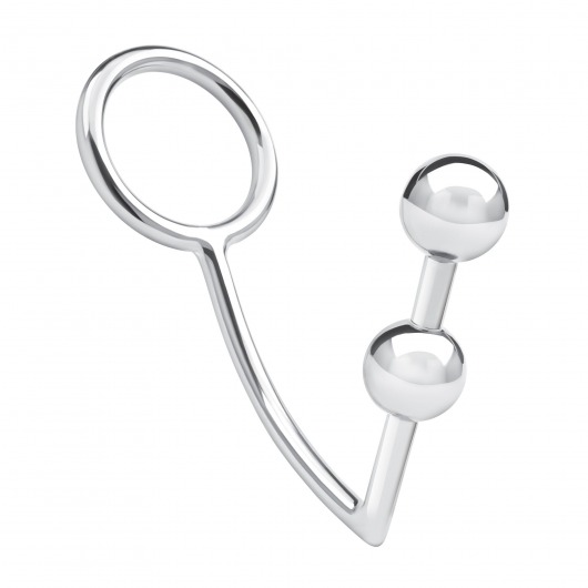 Кольцо на пенис с анальным стимулятором Two Bead Stainless Steel Anal Hook   Cock Ring - BlueLine - в Нижнем Тагиле купить с доставкой