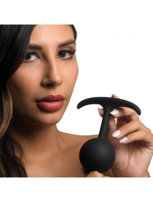 Черная анальная пробка с утяжелением Comfort Plugs Premium Silicone 4.7’’ Weighted Round Plug - 12 см. - XR Brands