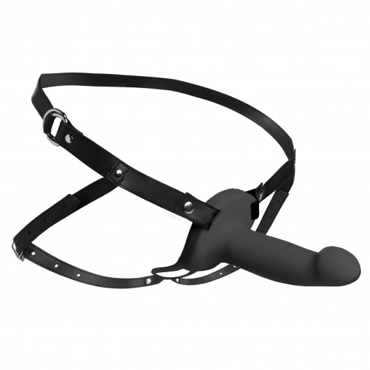 Черный полый страпон с вибрацией 2’’ Erection 28X Smooth Vibrating Silicone Penis Sheath - XR Brands - купить с доставкой в Нижнем Тагиле