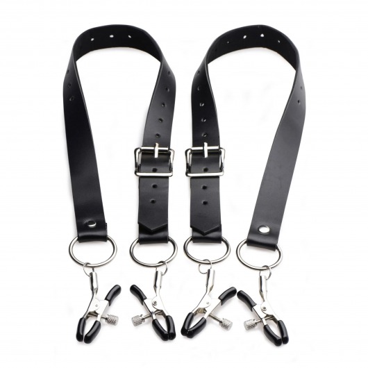 Ремни с зажимами для половых губ Spread Labia Spreader Straps with Clamps - XR Brands - купить с доставкой в Нижнем Тагиле