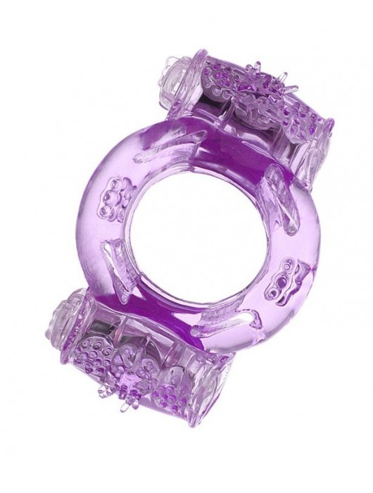 Фиолетовое виброкольцо с двумя вибропульками - Toyfa Basic - в Нижнем Тагиле купить с доставкой