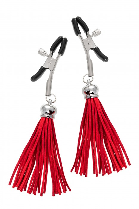 Зажимы на соски «Прищепки» с красными кисточками из замши - Pecado - купить с доставкой в Нижнем Тагиле